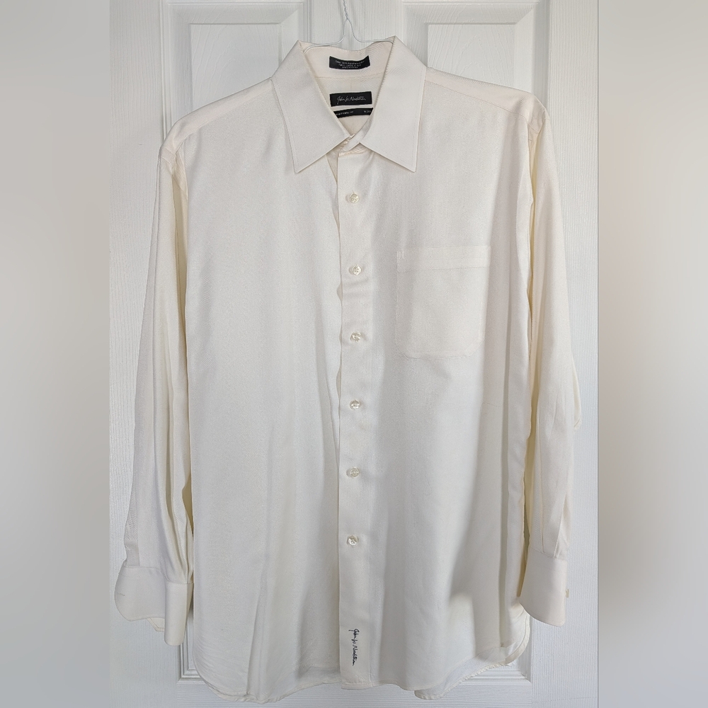 Men’s John W. Nordstrom Cream Dress Shirt | 16 x 33 | Traditional Fit
